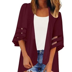 Women's Solid Chiffon Kimono Cardigans